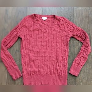 V neck cable knit sweater